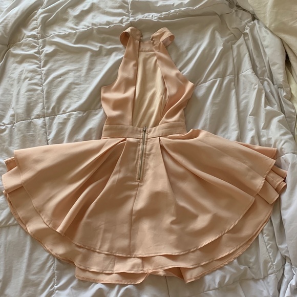 Pink high neck backless skater dress - Picture 2 of 9